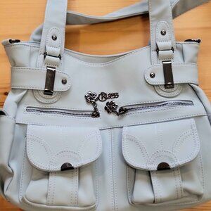 KL928, light blue faux leather shoulder bag